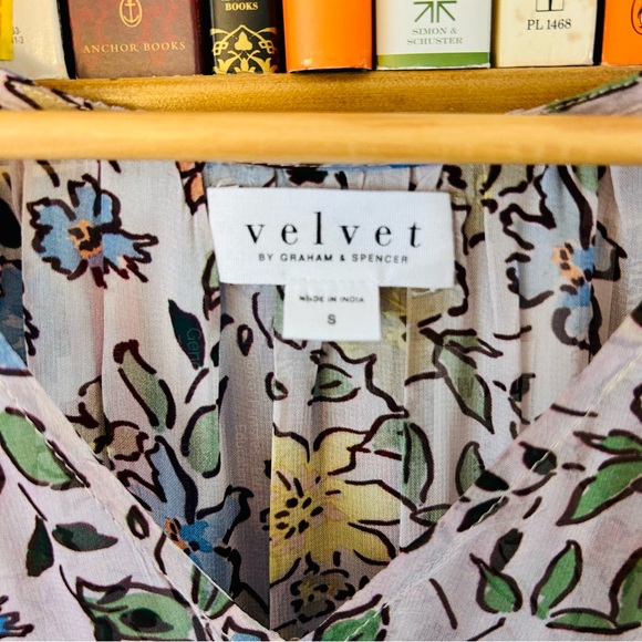 Velvet Graham Spencer Sheer Floral Drawstring Waist Slip Lng Sleeve Midi Dress S - Picture 12 of 16